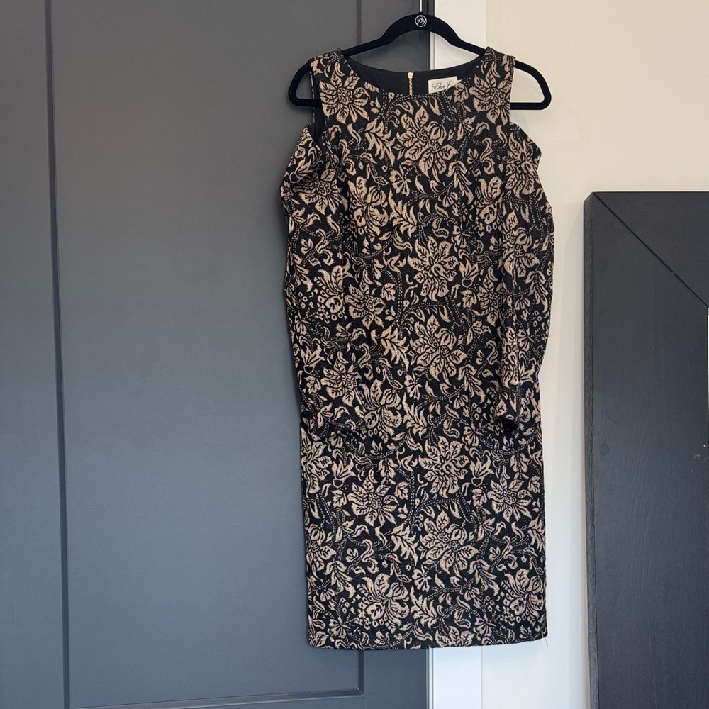 Eliza J Black and Cream Floral Midi Dress